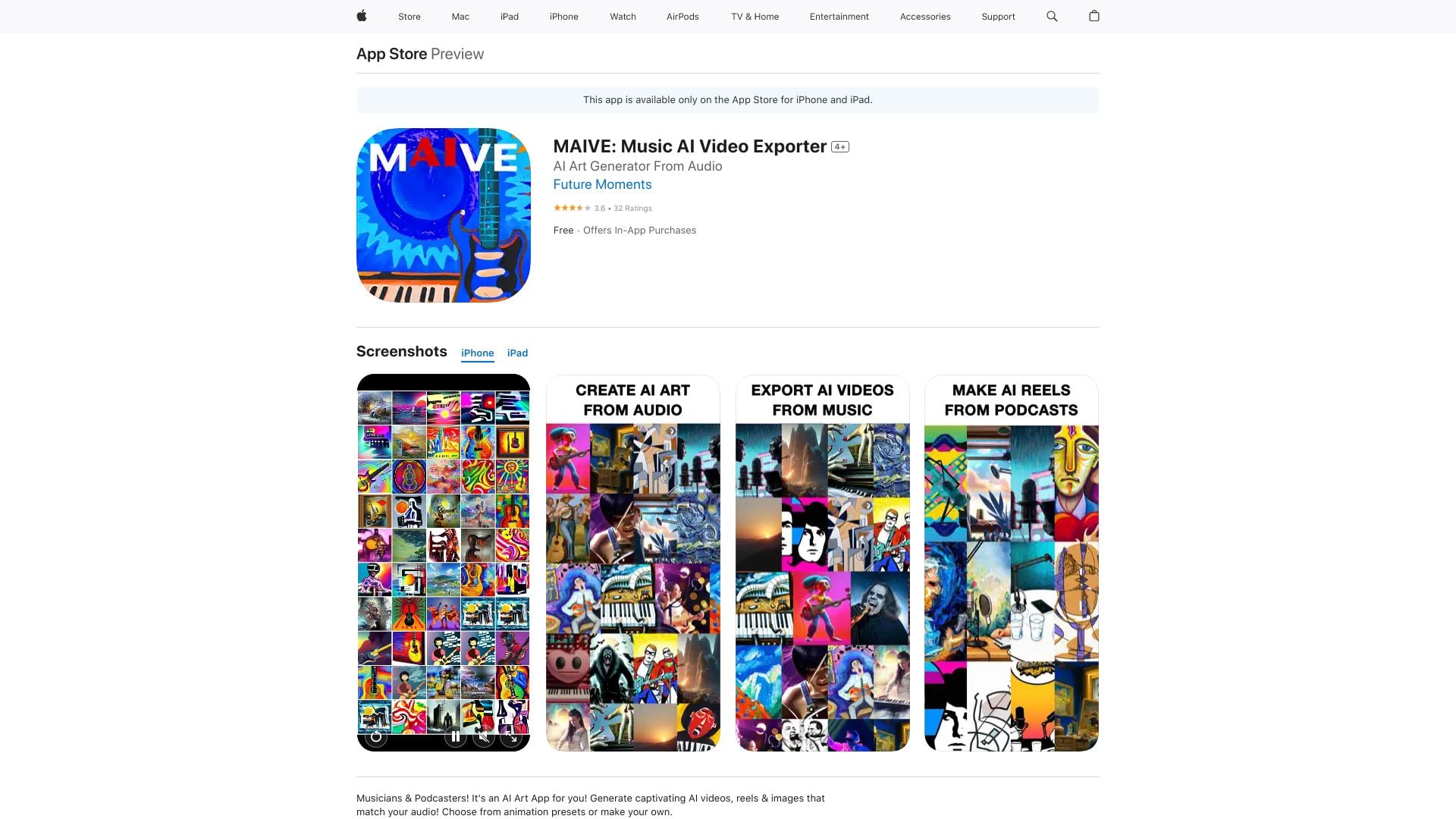 MAIVE: Music AI Video Exporter homepage screenshot