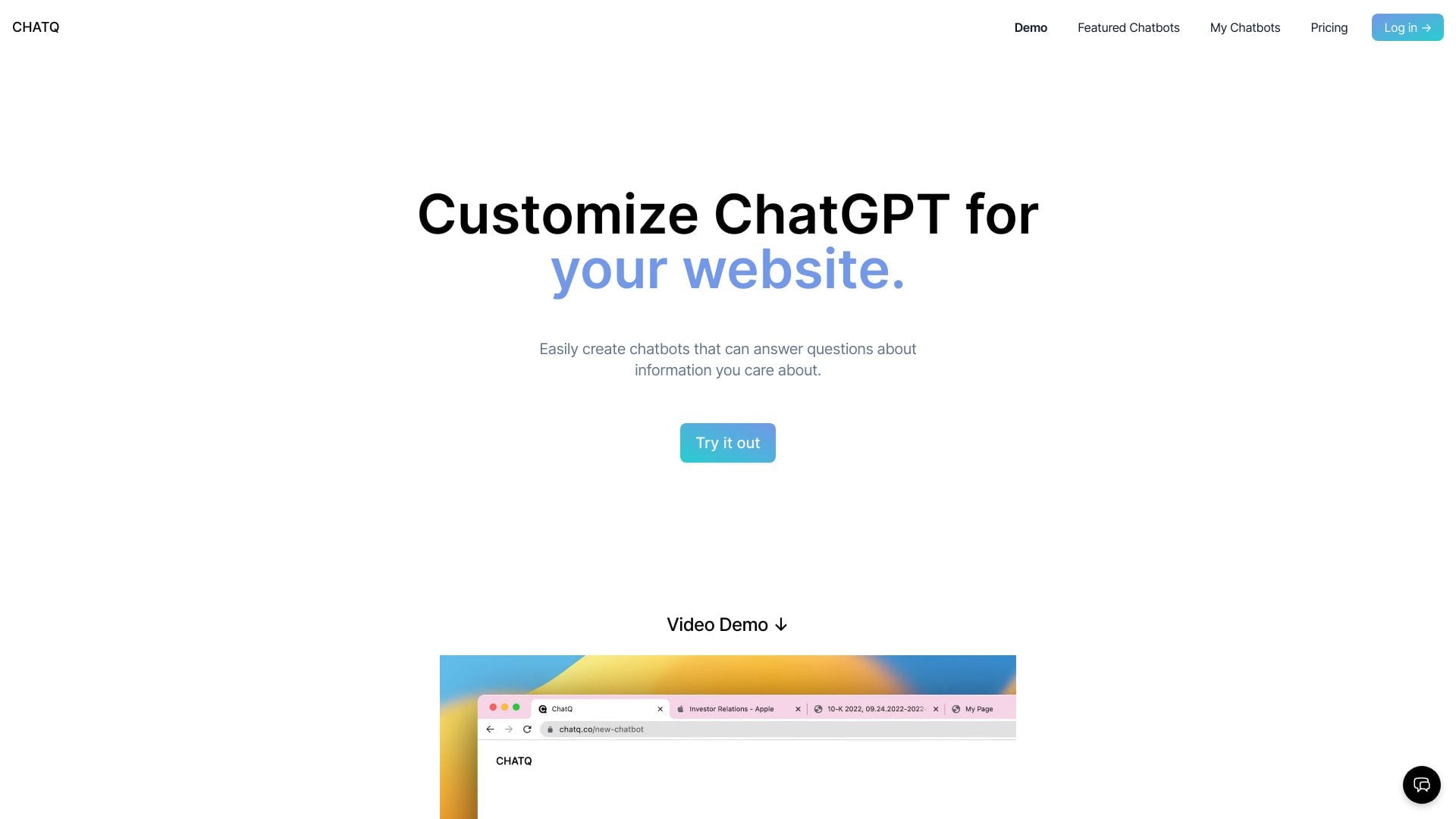 ChatQ homepage screenshot