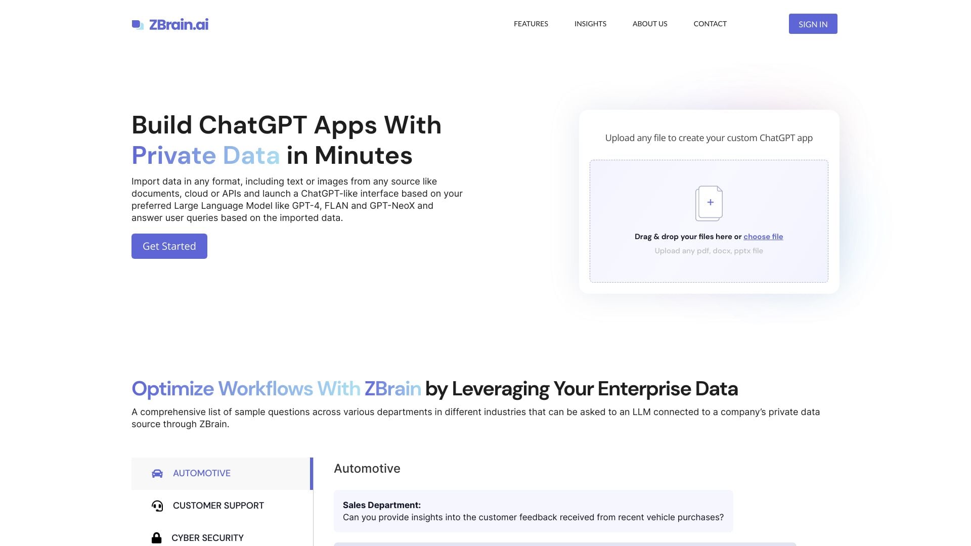 ZBrain homepage screenshot