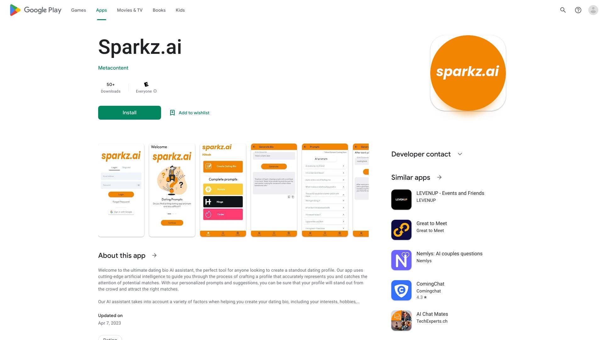 Sparkz.AI homepage screenshot
