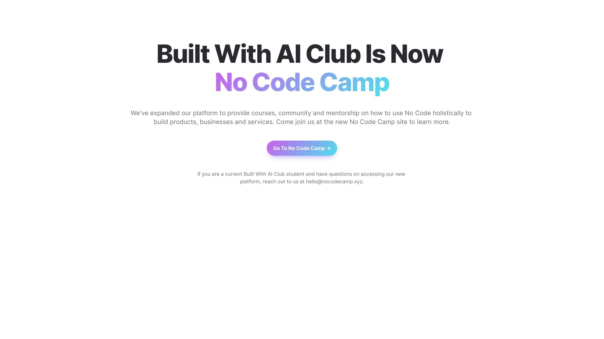 Built With AI Club homepage screenshot