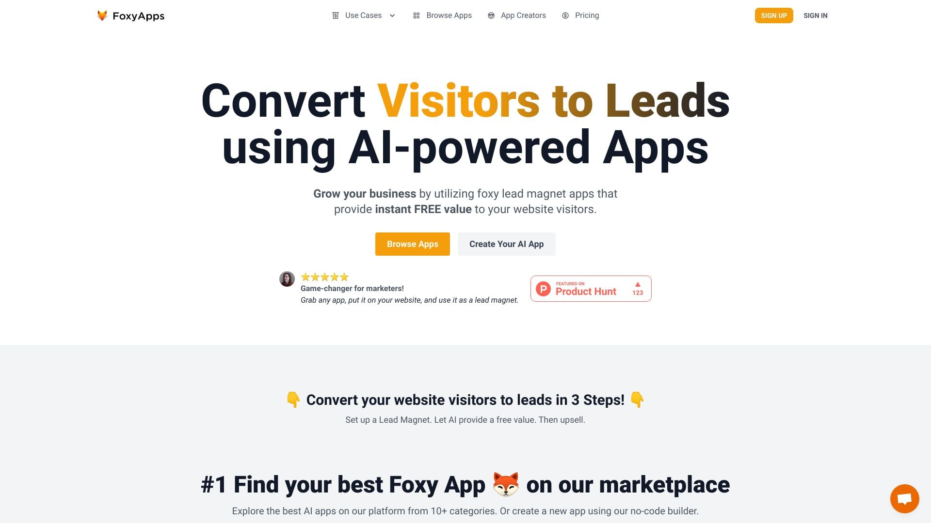 FoxyApps homepage screenshot