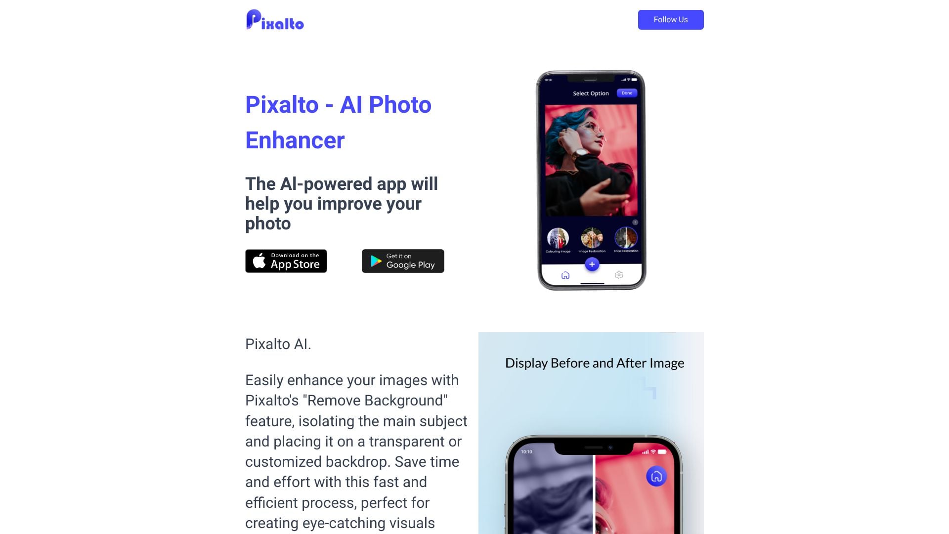 Pixalto homepage screenshot