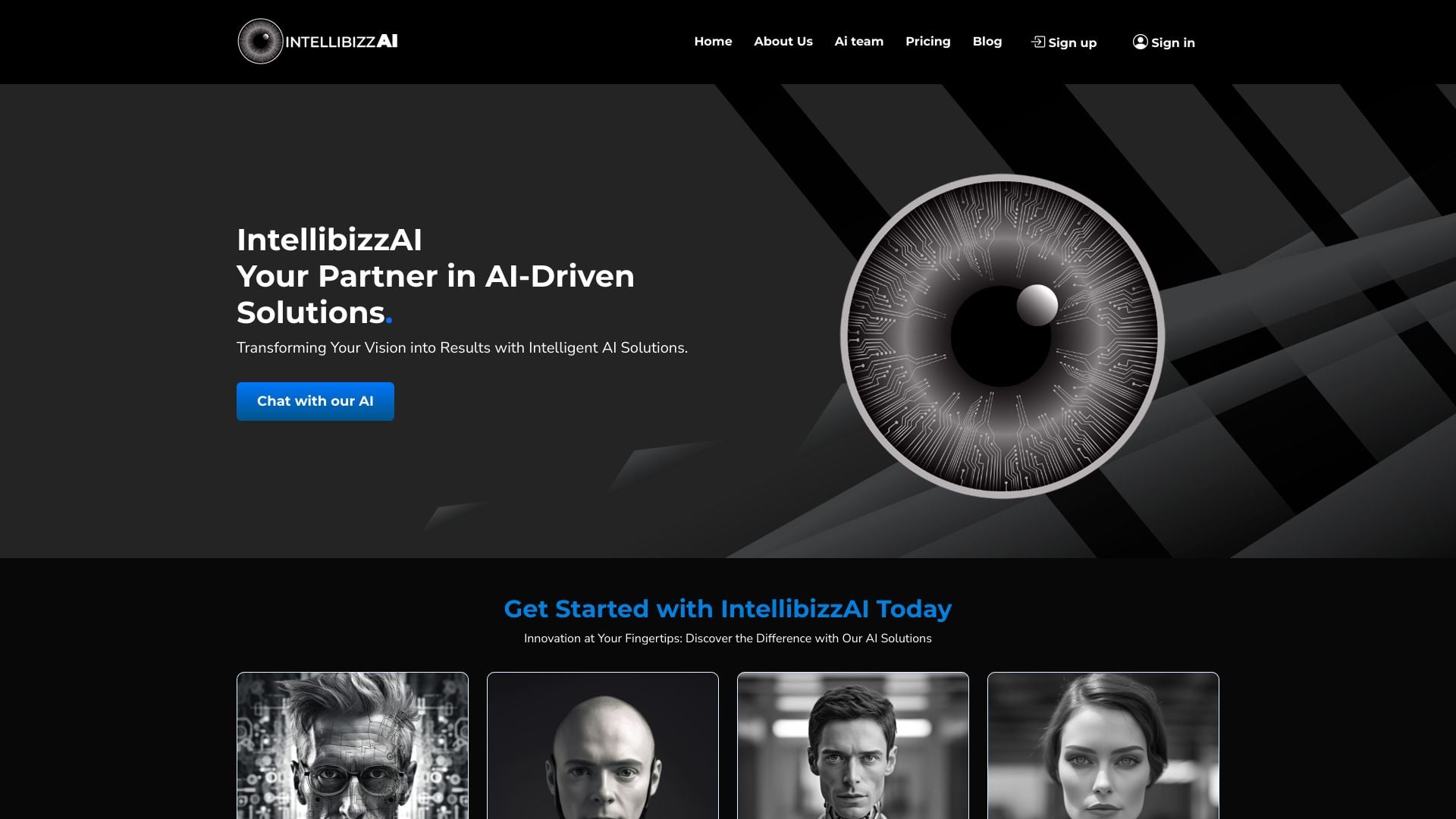 IntellibizzAI homepage screenshot