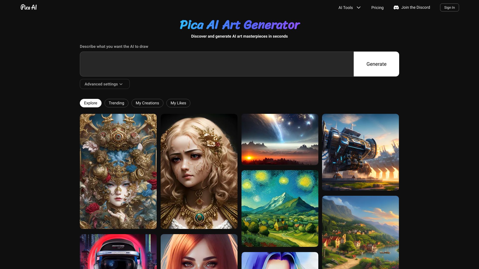 Pica AI homepage screenshot
