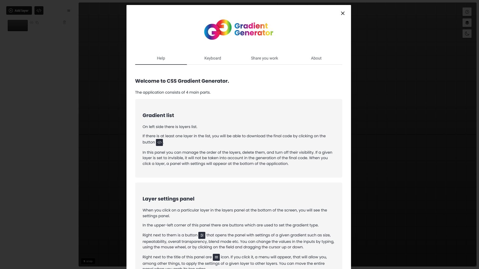 Gradient Generator homepage screenshot