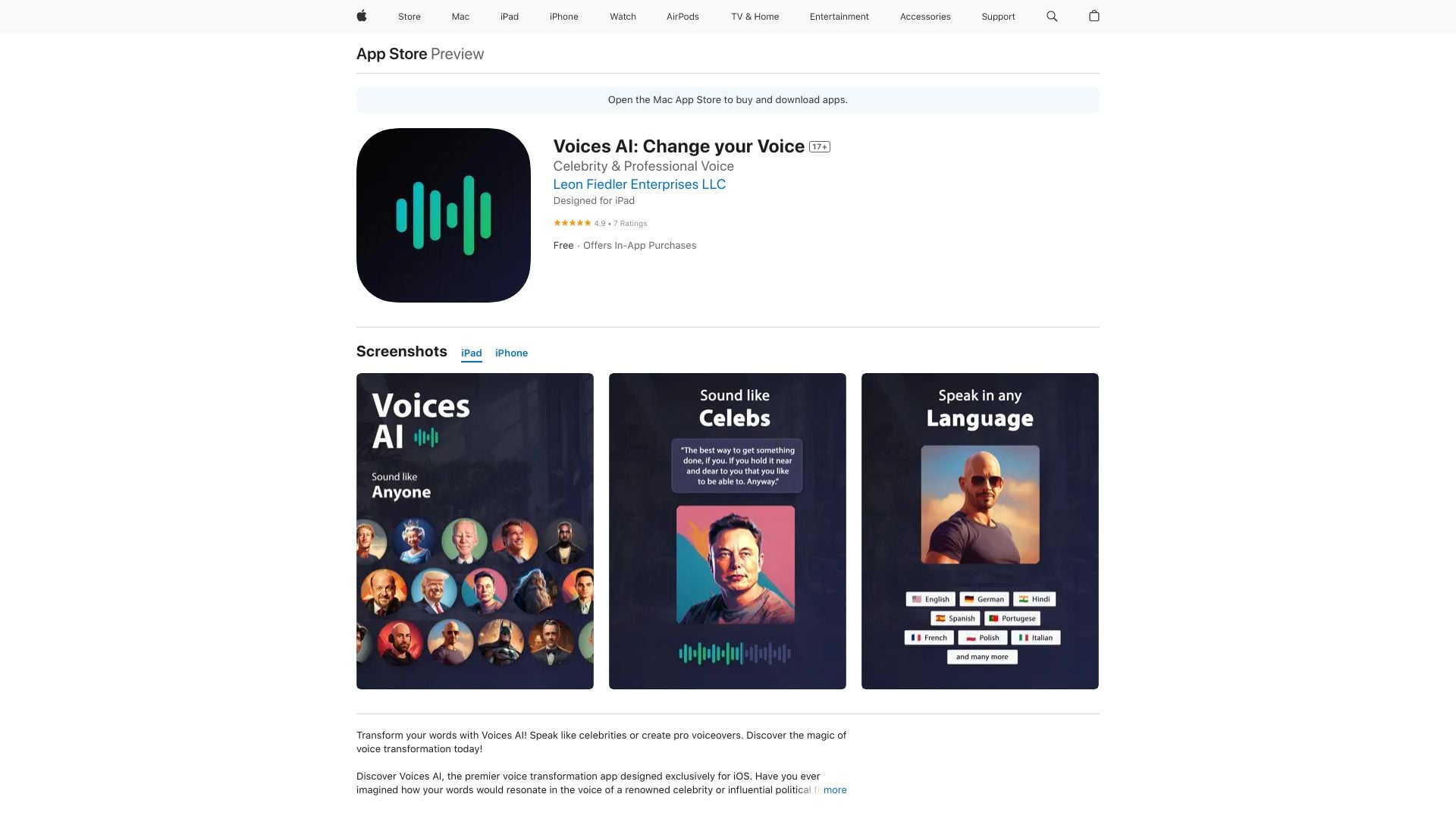 Voices AI: Change your Voice homepage screenshot