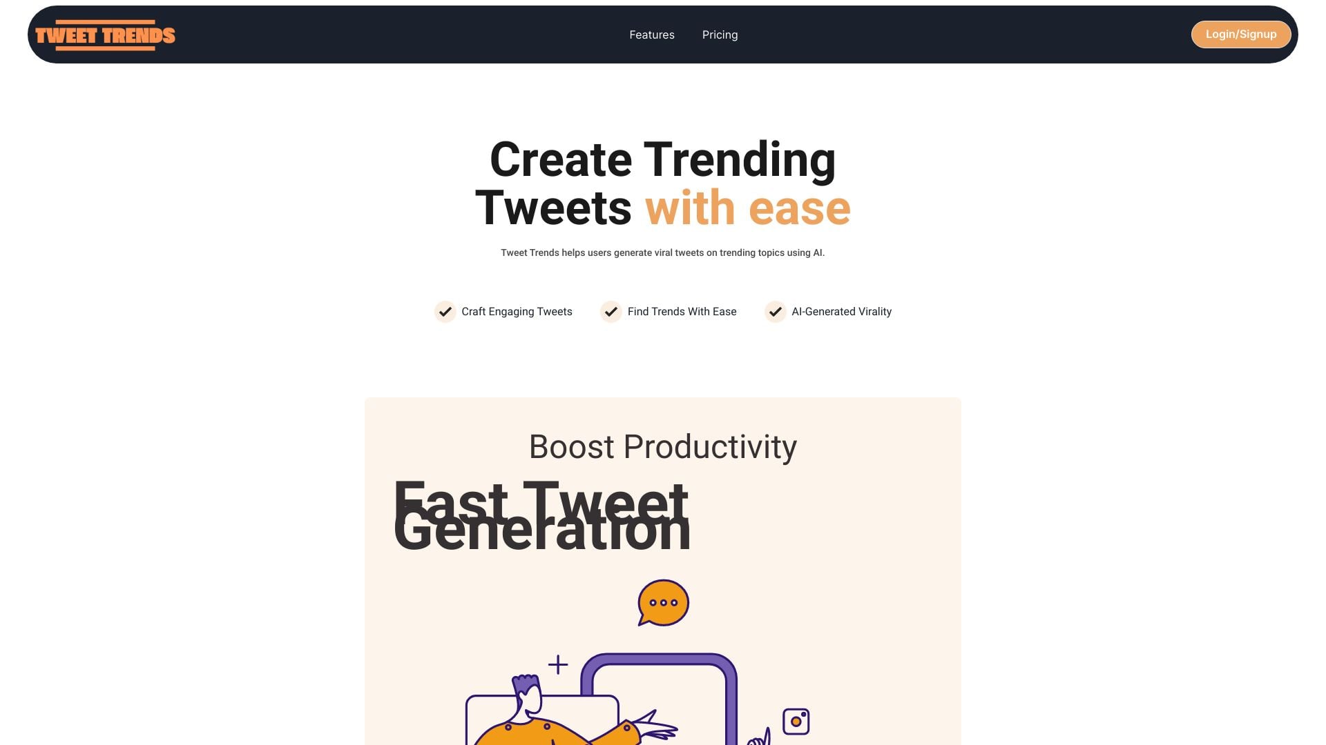 Tweet Trends homepage screenshot