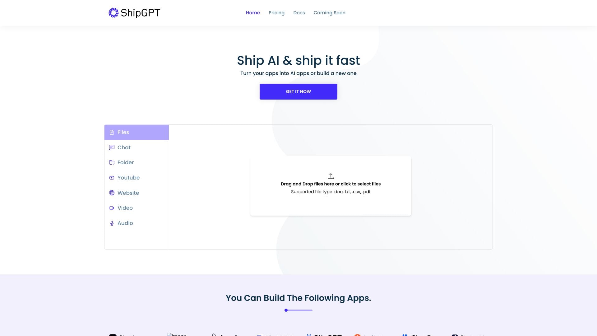 ShipGPT AI homepage screenshot