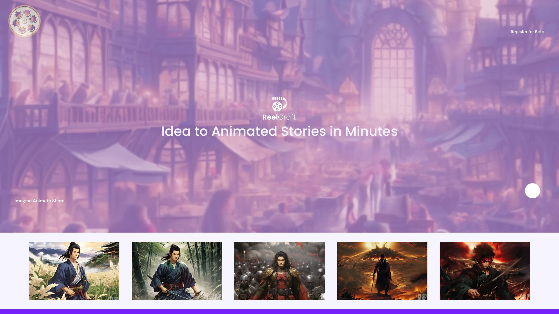 ReelCraft homepage screenshot