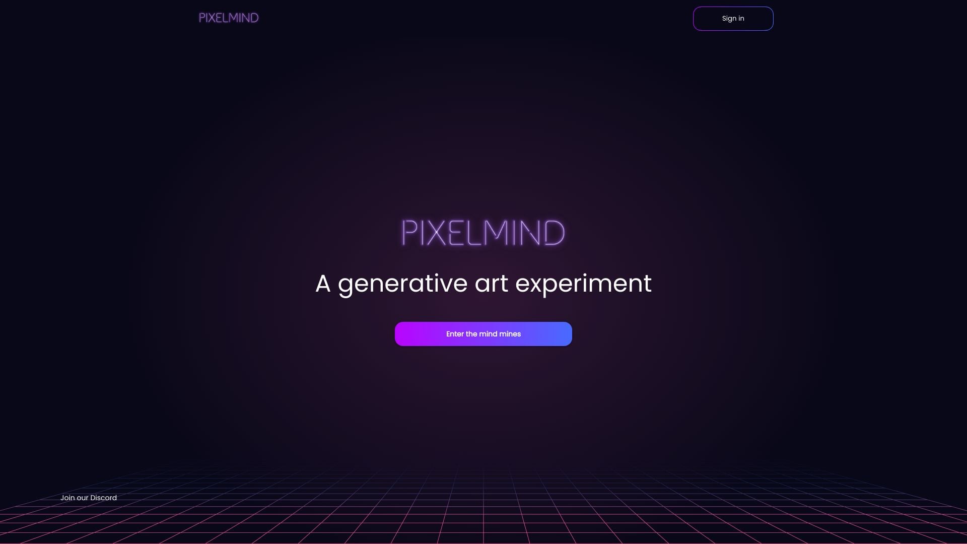 Pixelmind homepage screenshot