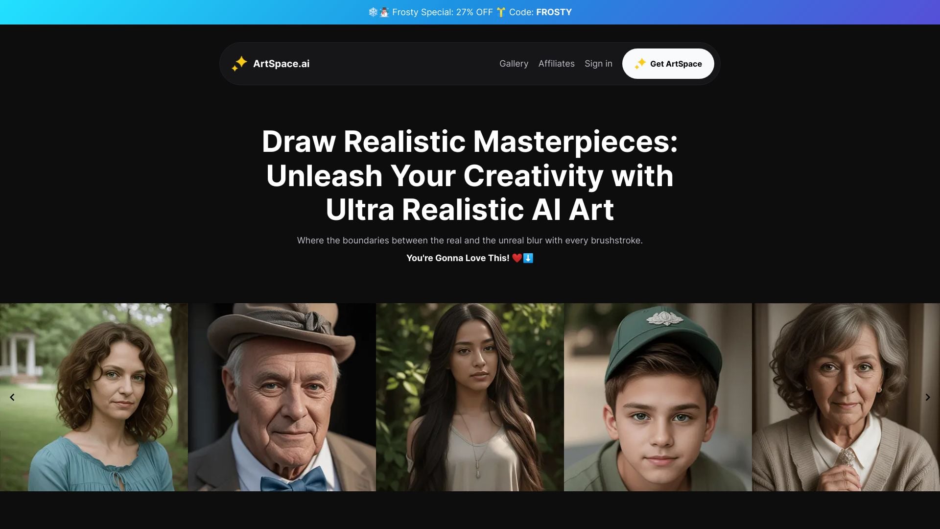 ArtSpace.ai homepage screenshot
