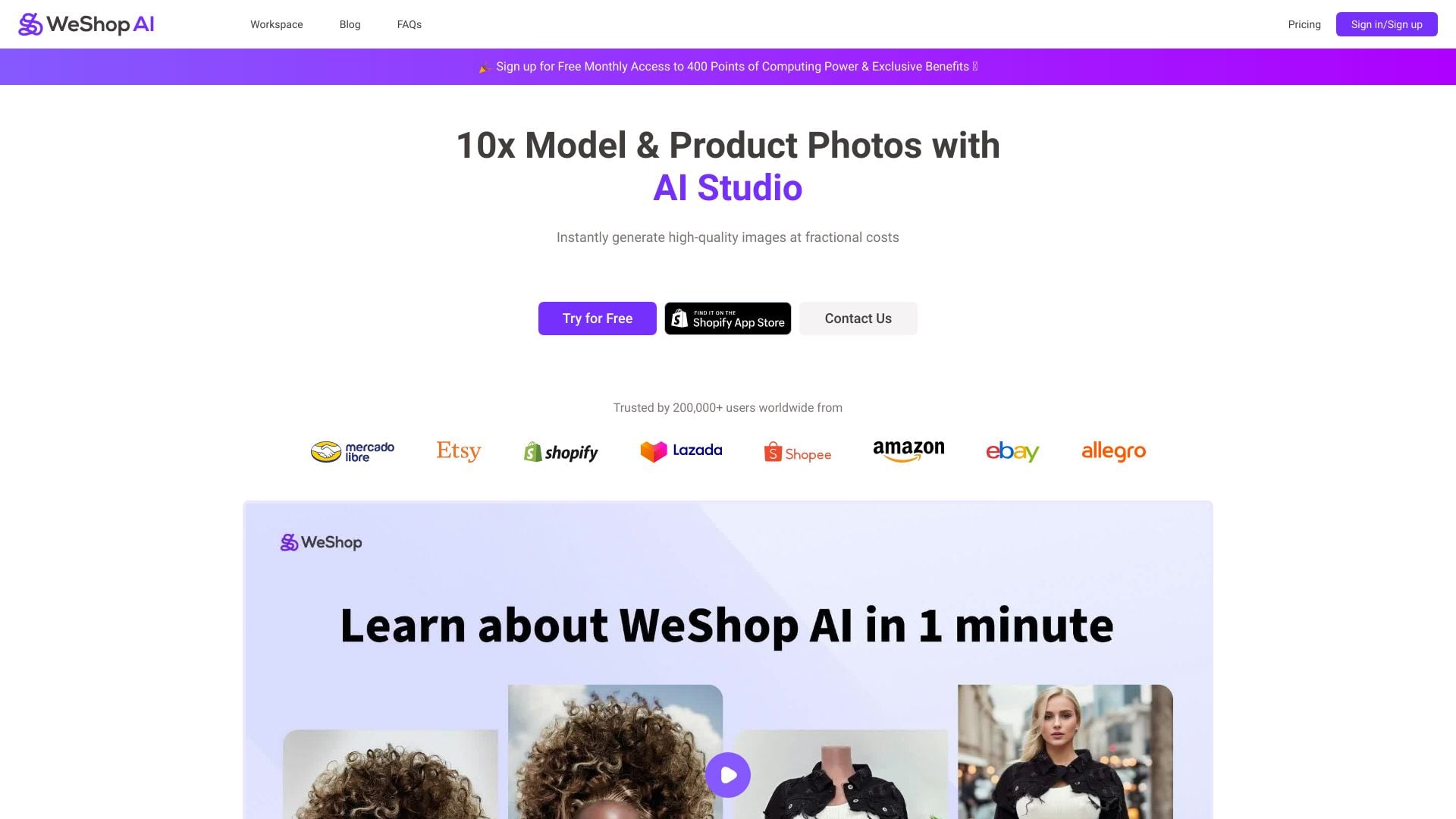 WeShop homepage screenshot
