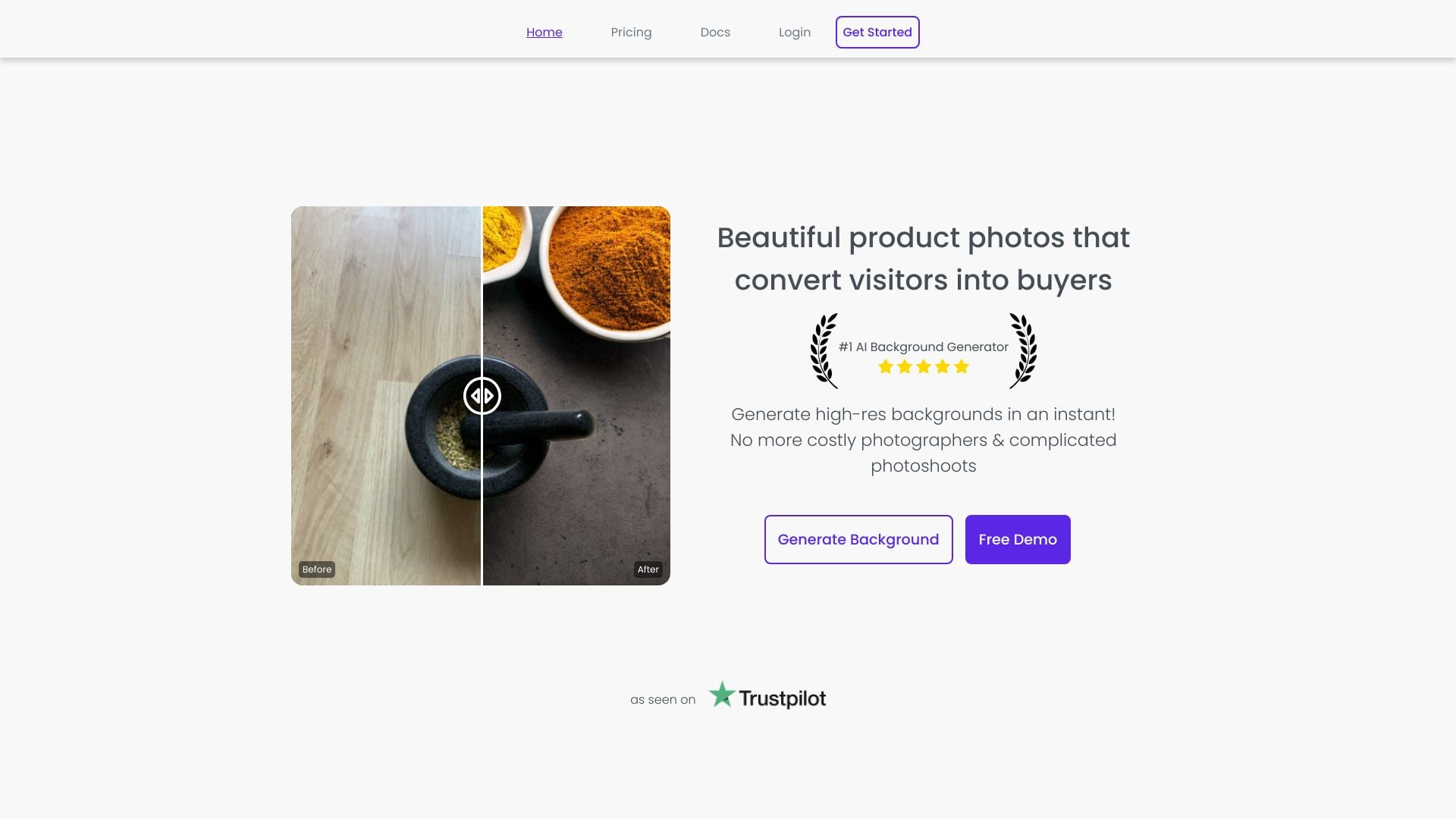 Generatebg homepage screenshot
