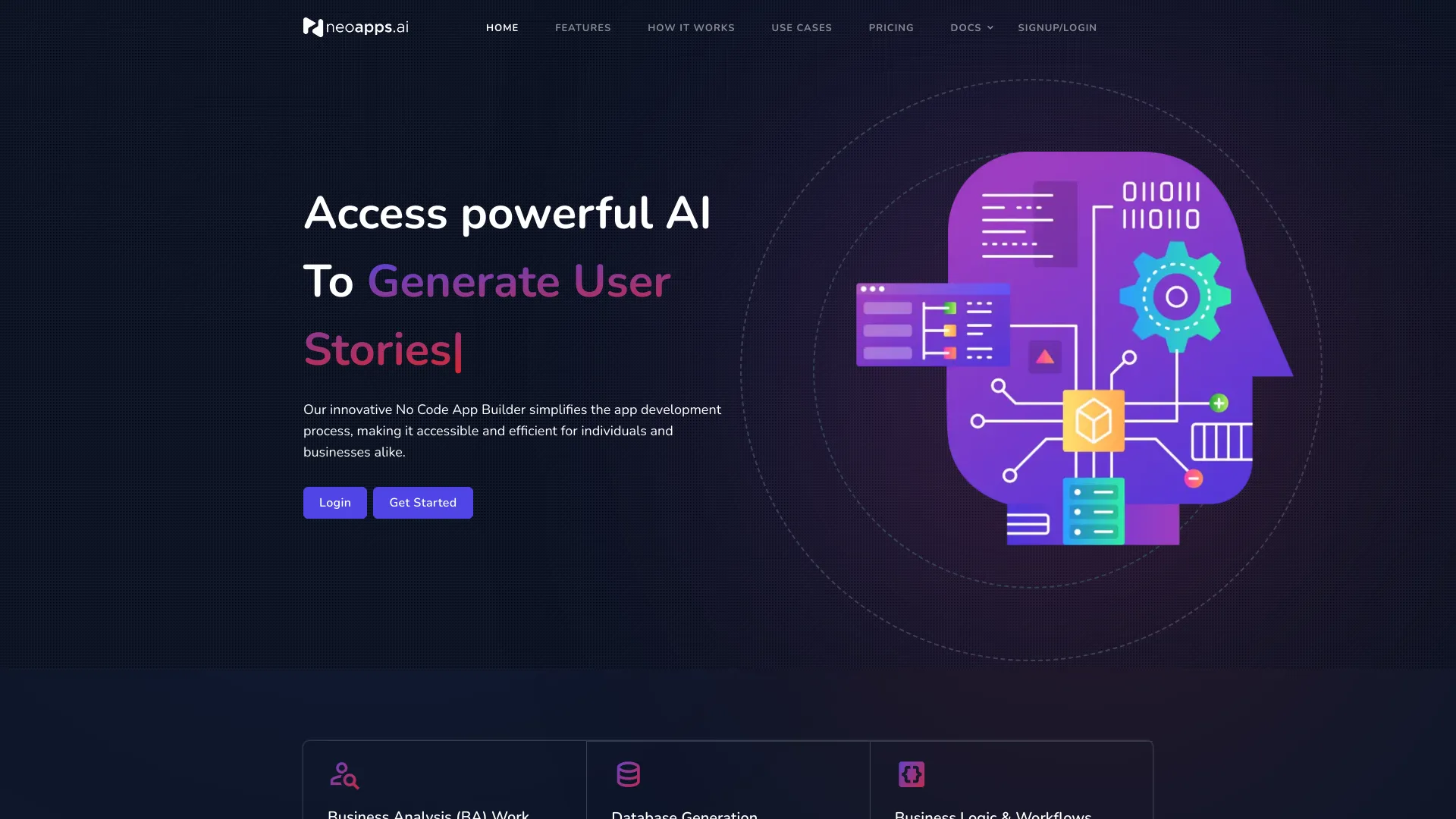 NeoApps.AI homepage screenshot