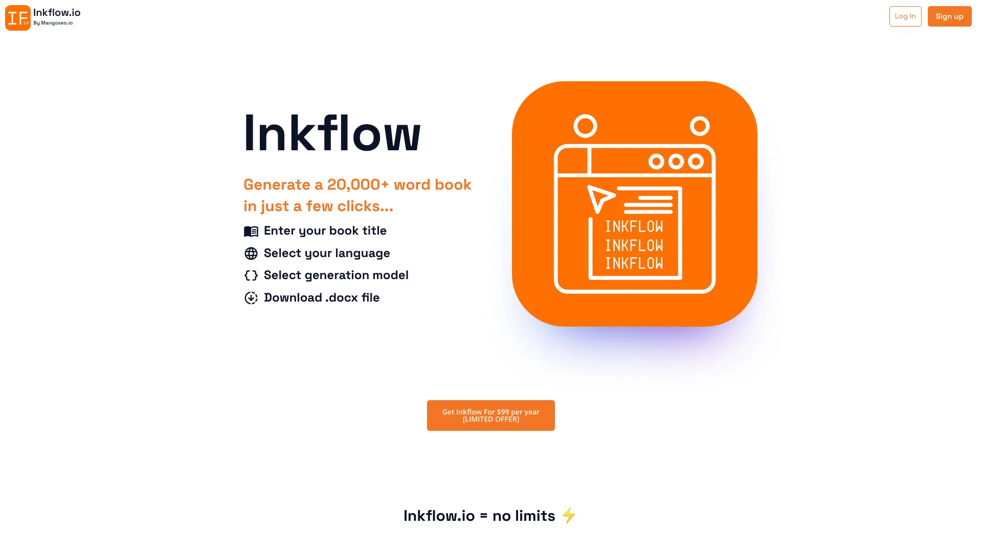 inkflow.io homepage screenshot