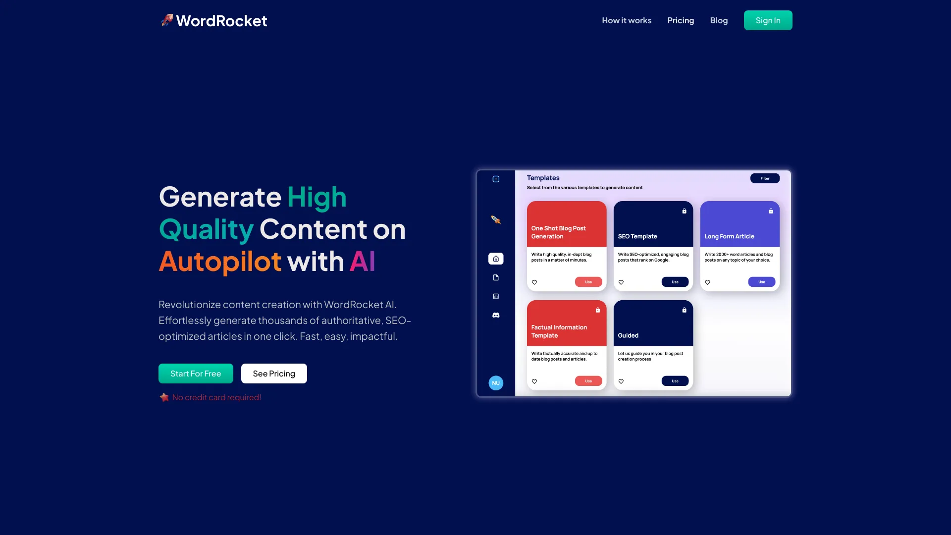 WordRocket AI homepage screenshot