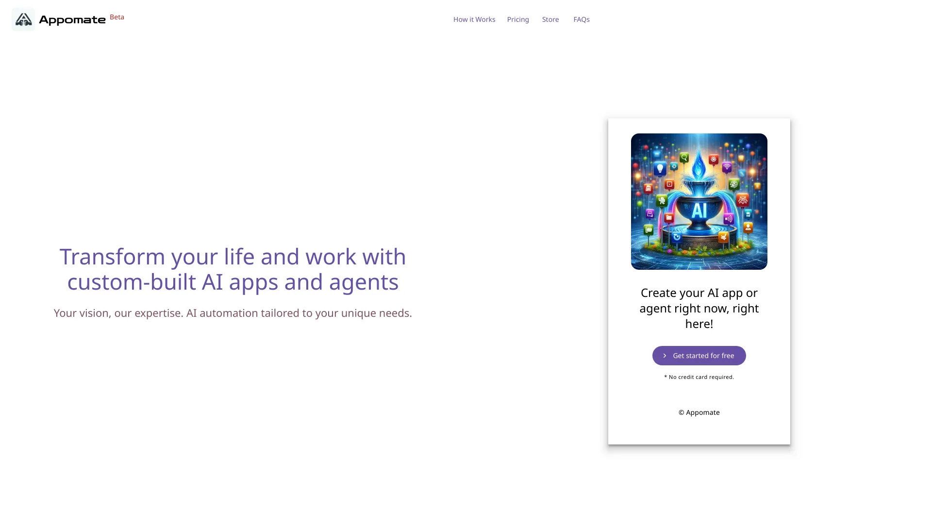 Appomate homepage screenshot