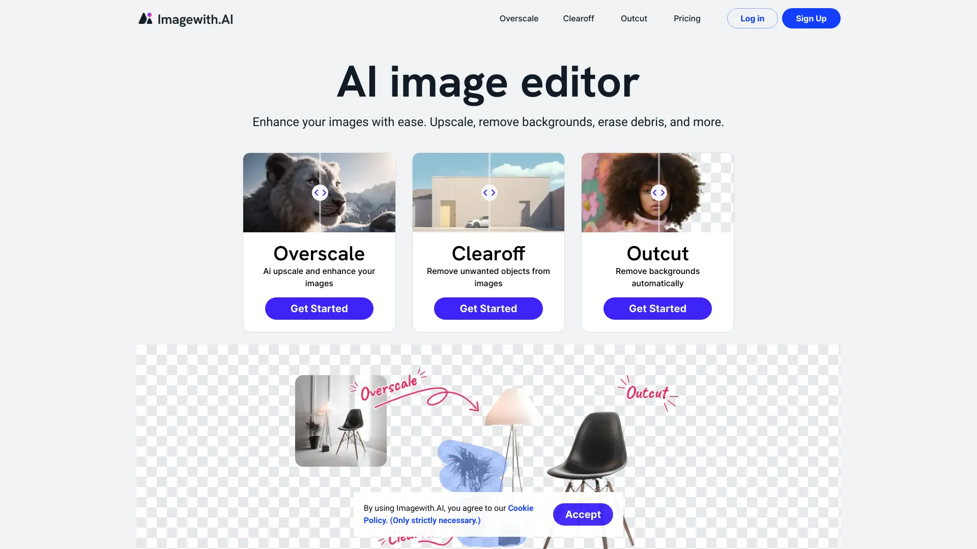 imagewith.ai homepage screenshot