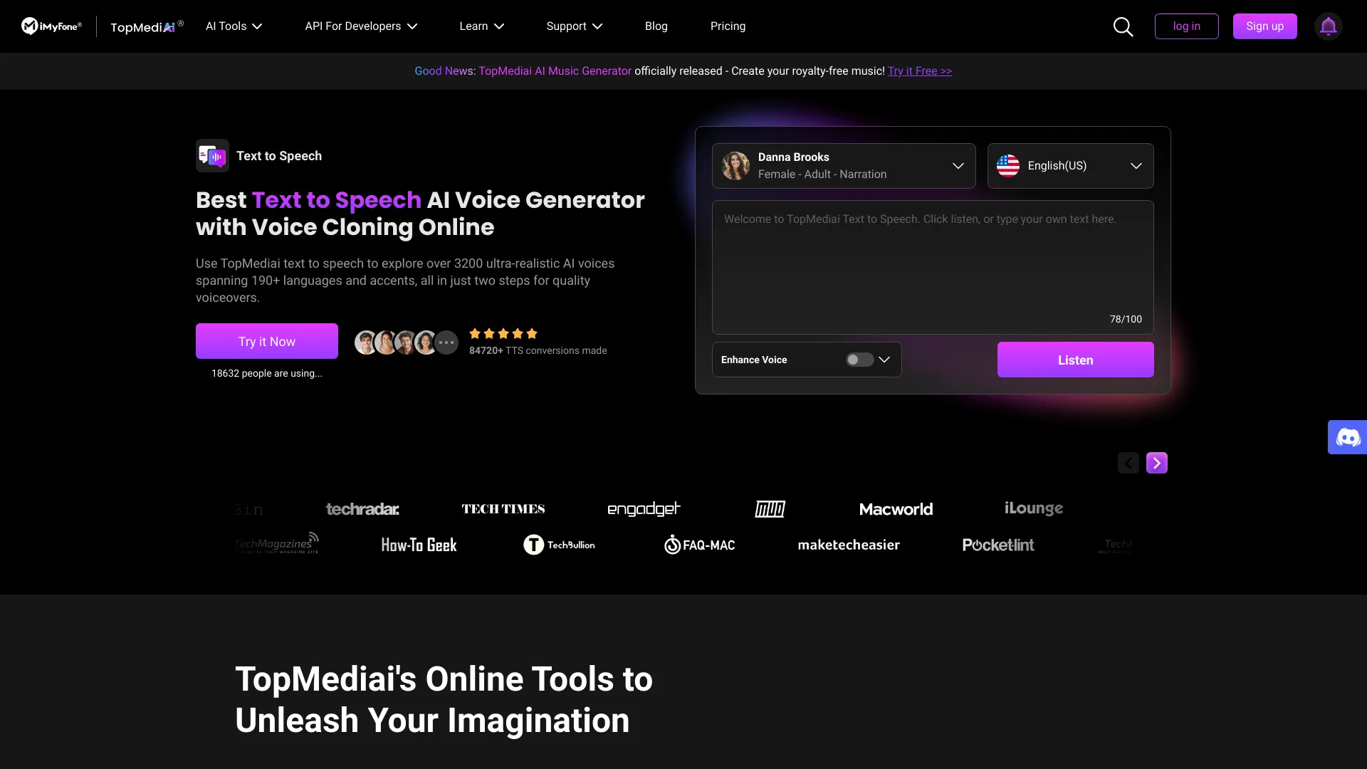 Topmediai homepage screenshot