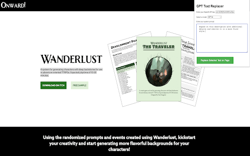 GPT Text Replacer homepage screenshot
