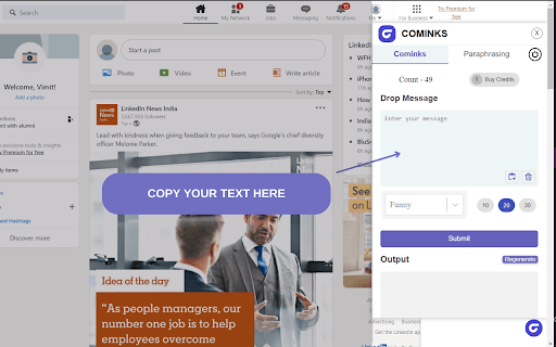 Cominks new homepage screenshot