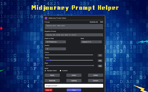 Prompt Tool - Midjourney Prompt Helper homepage screenshot