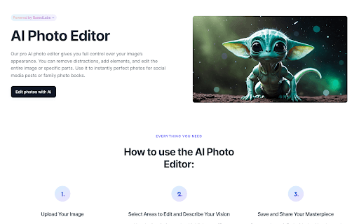 AI Photo Editor homepage screenshot