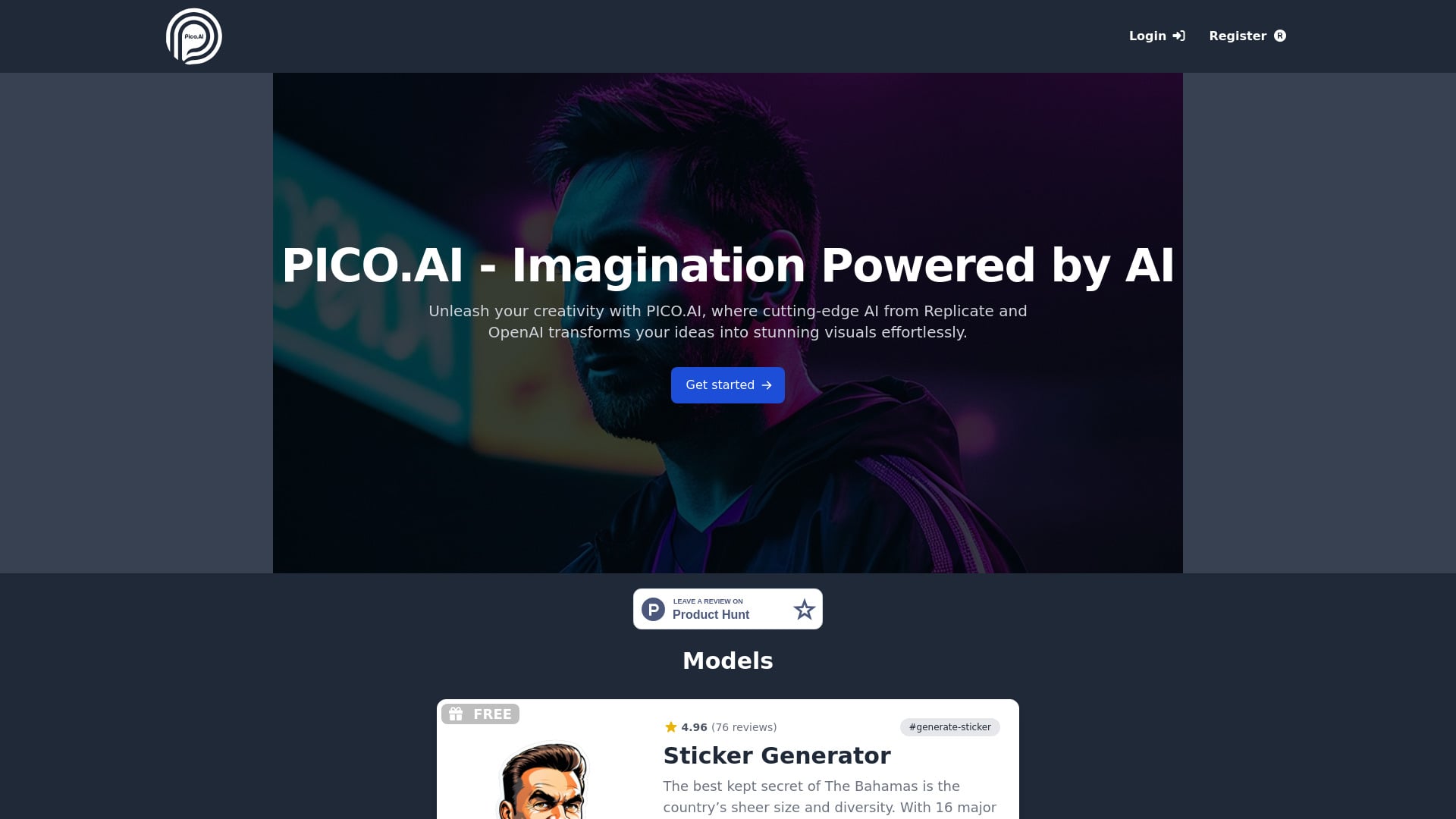 PICO.AI homepage screenshot