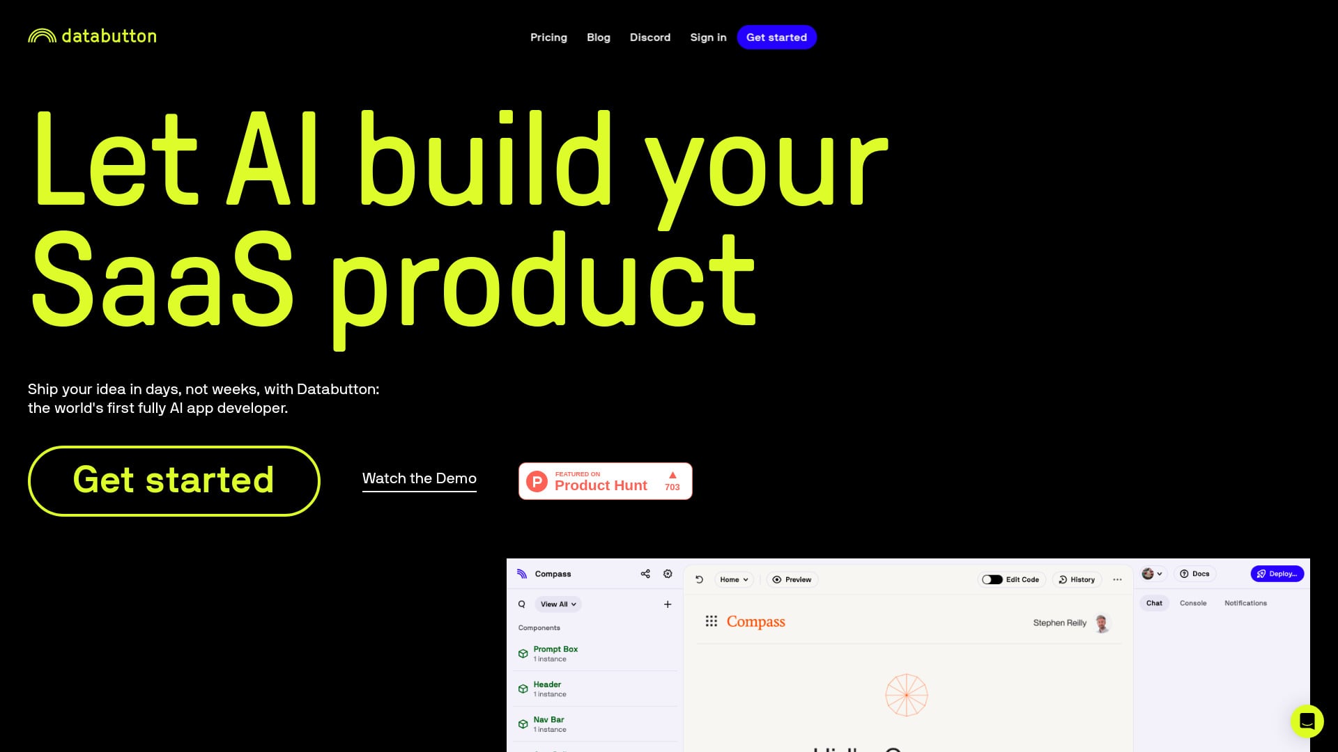 Databutton homepage screenshot