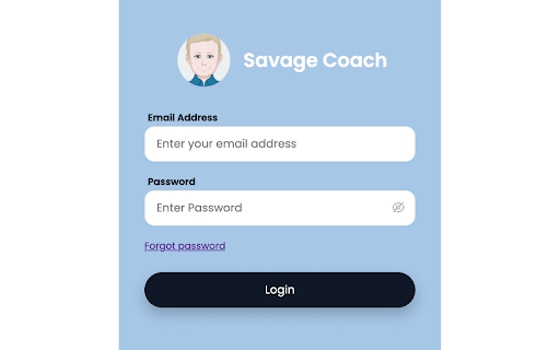 Savage Coach homepage screenshot