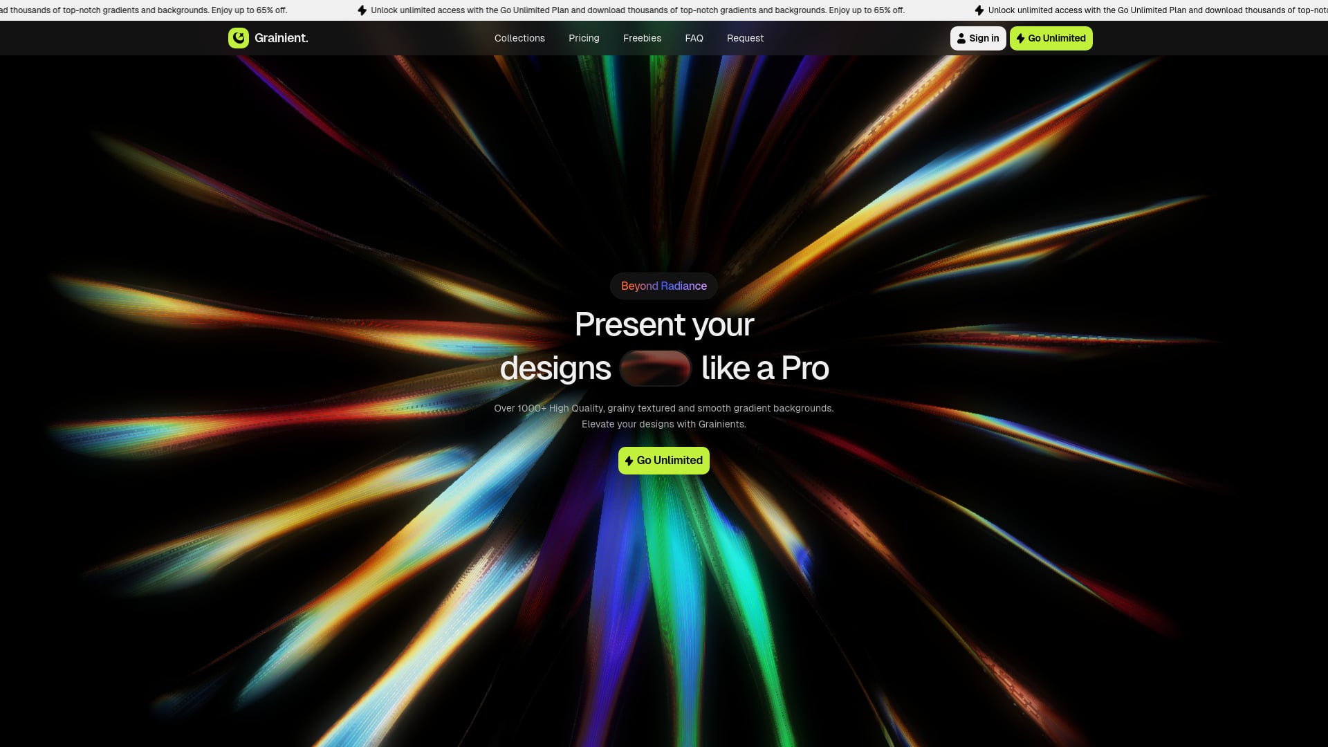 Grainient homepage screenshot