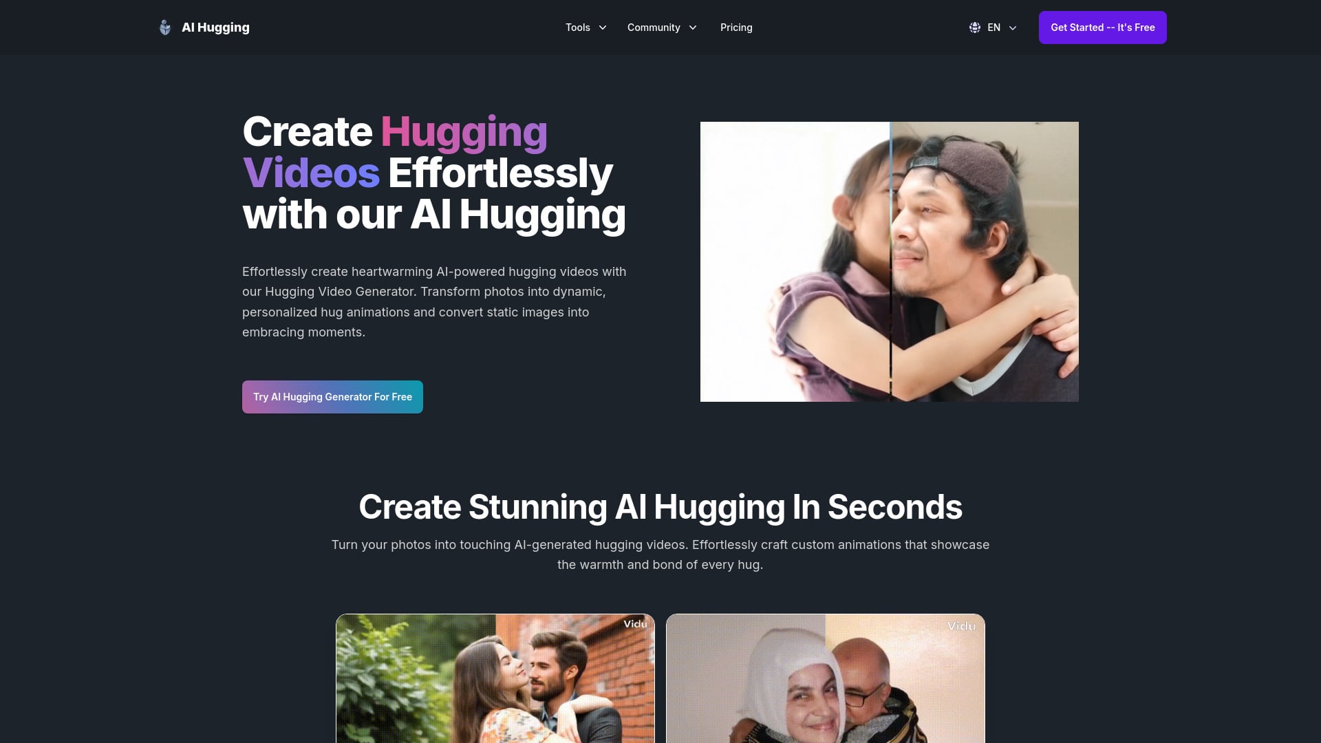 AI Hugging homepage screenshot