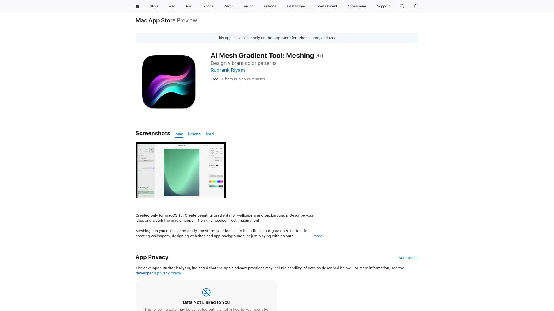 Meshing: AI Mesh Gradient Tool homepage screenshot