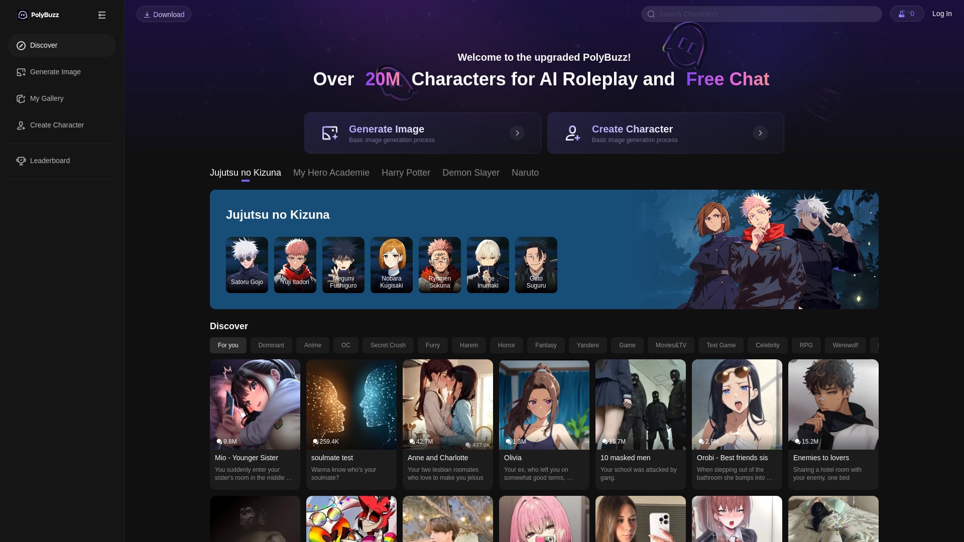 PolyBuzz homepage screenshot