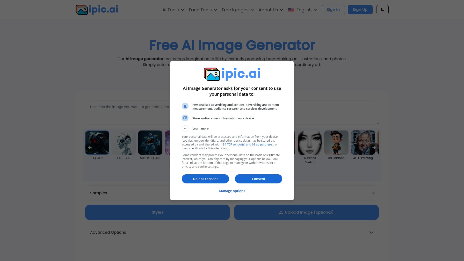 ipic.ai homepage screenshot