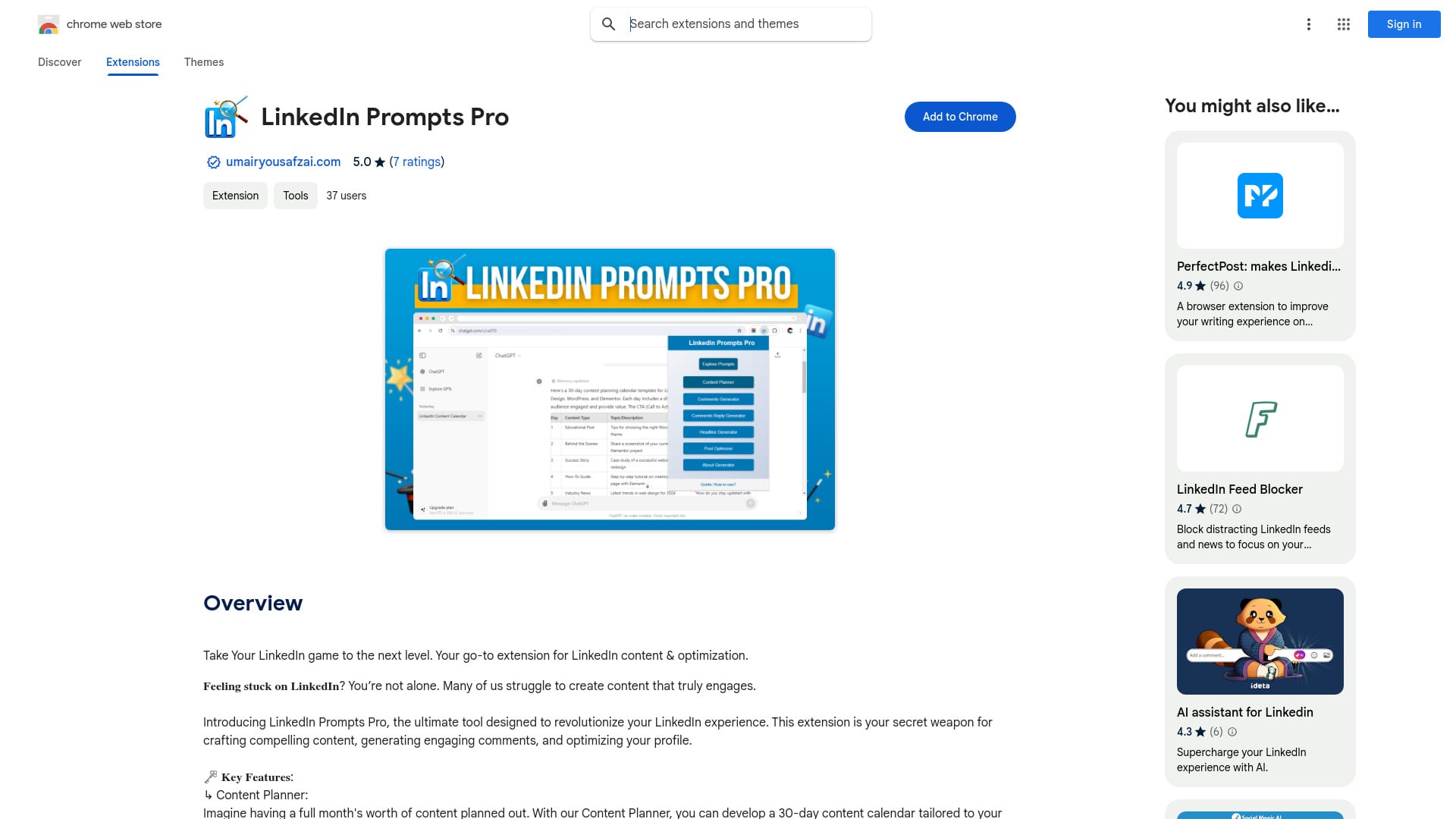 LinkedIn Prompts Pro homepage screenshot