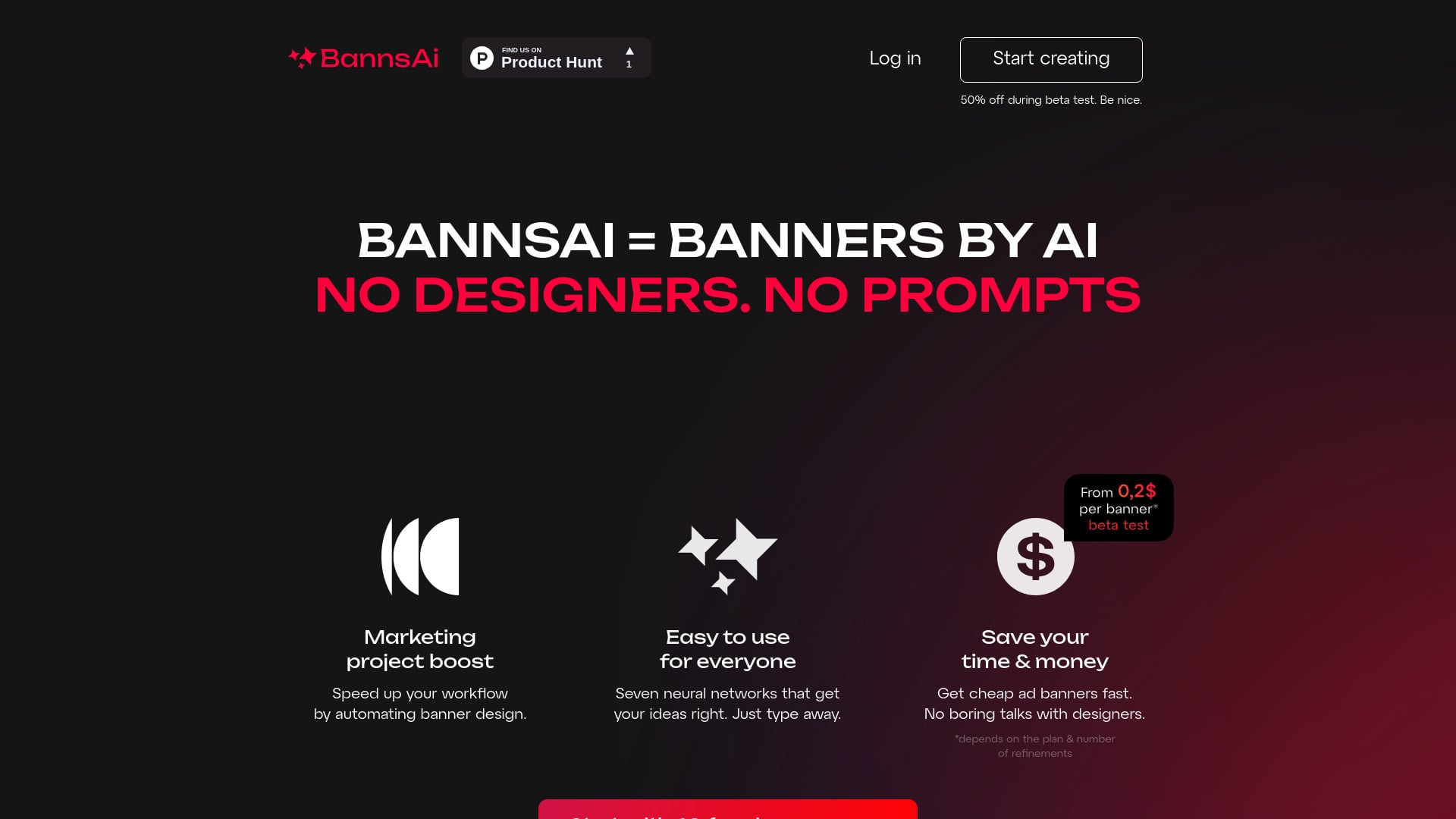 BannsAi homepage screenshot