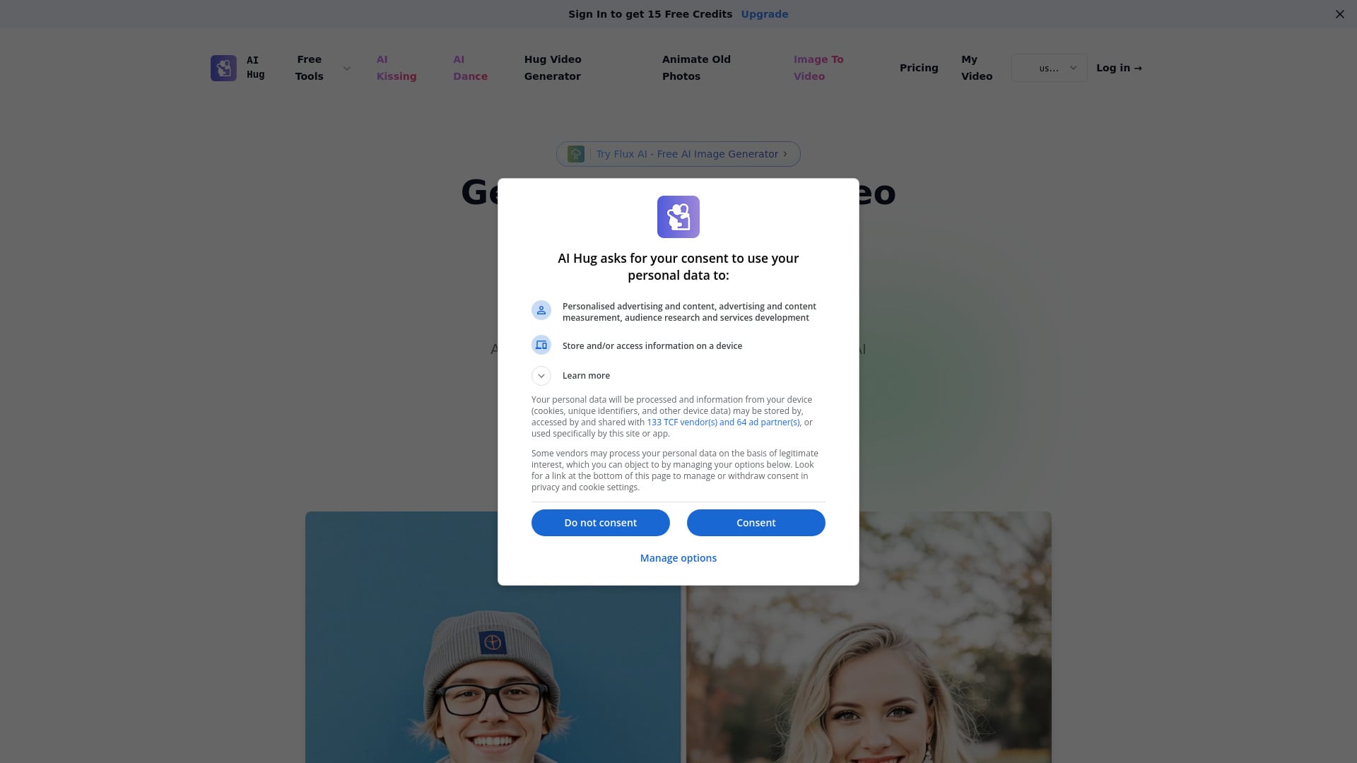 AI Hug - Make People Hug With AI homepage screenshot