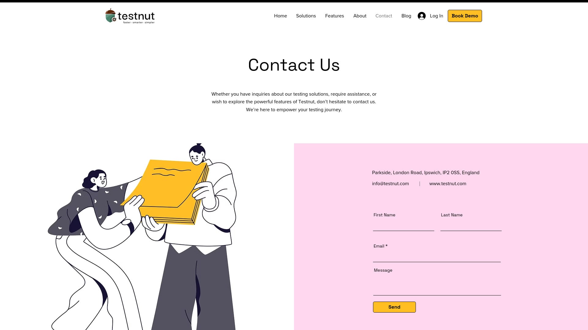Testnut homepage screenshot