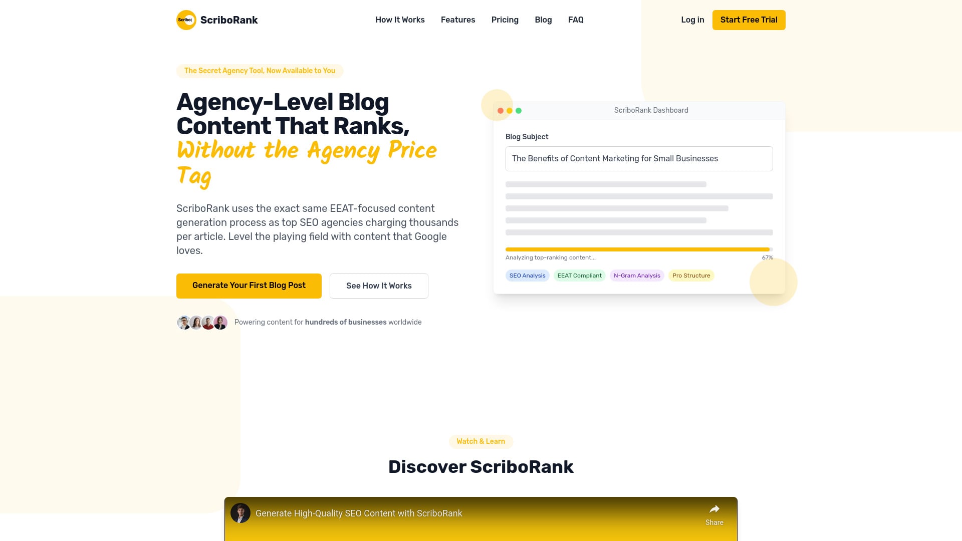 ScriboRank homepage screenshot