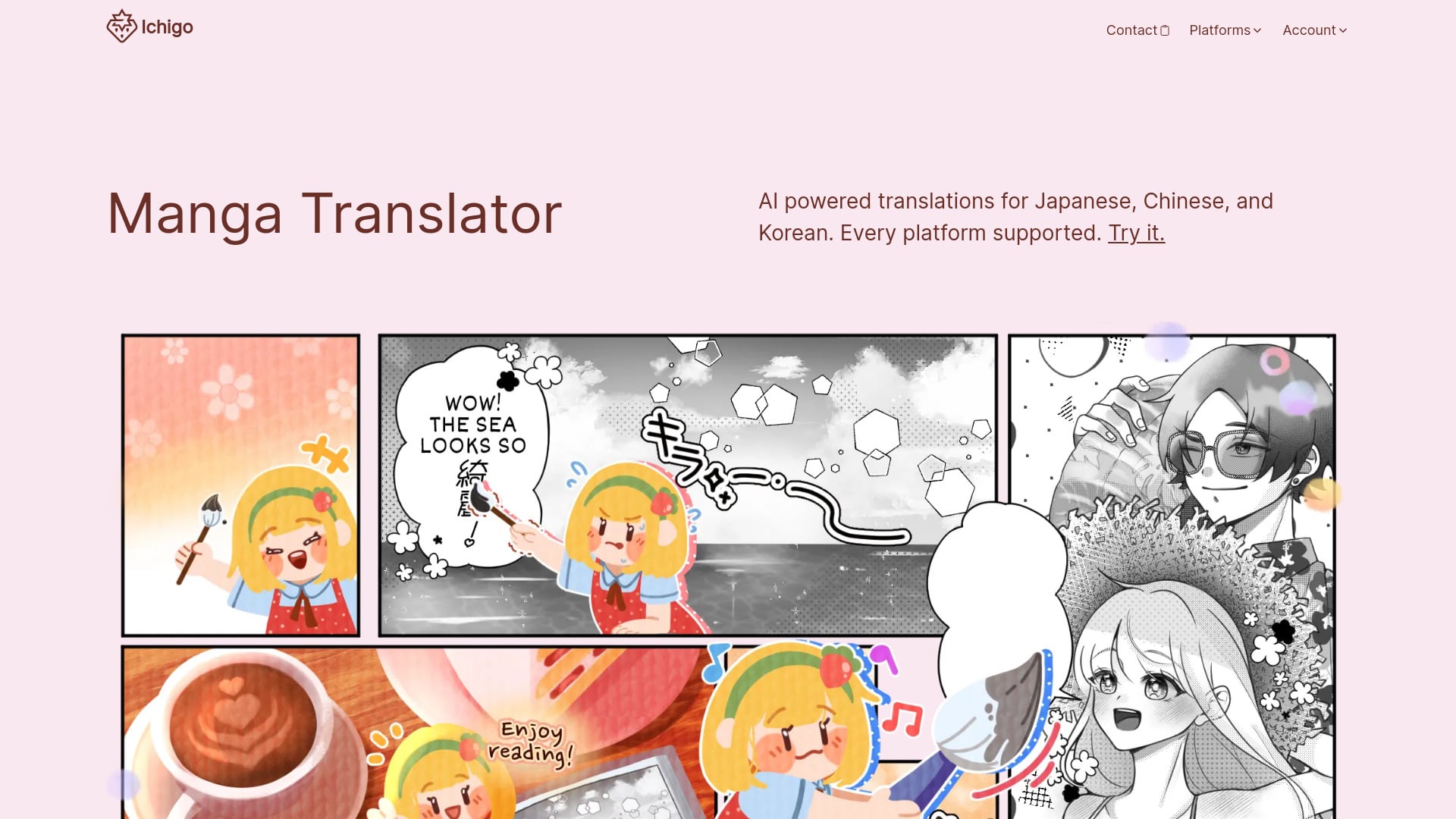 Manga Translator - ichigoreader homepage screenshot