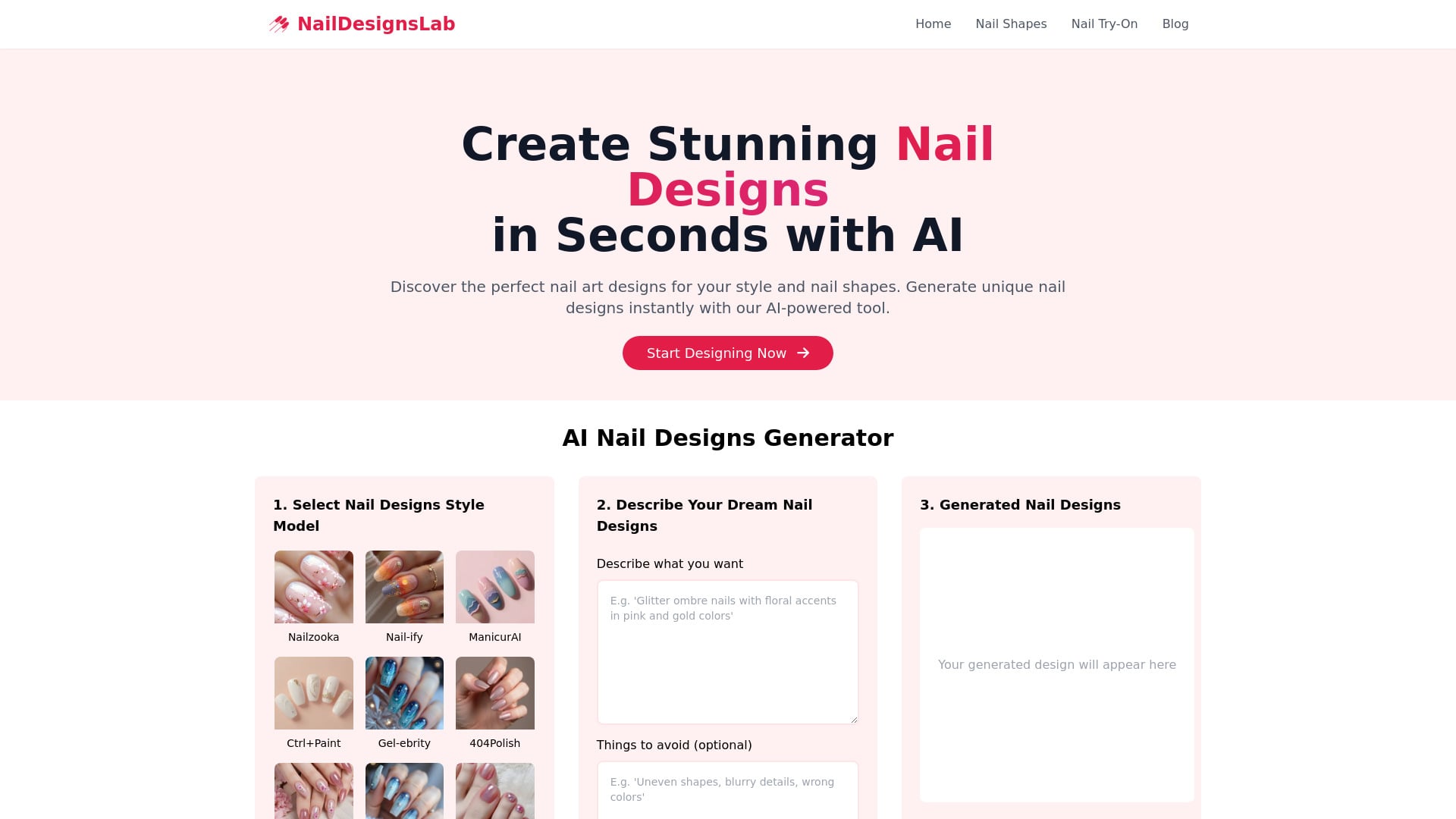 NailDesignsLab homepage screenshot
