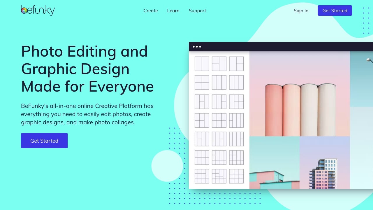 Befunky homepage screenshot