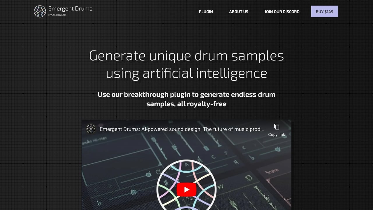 Emergent Drums homepage screenshot