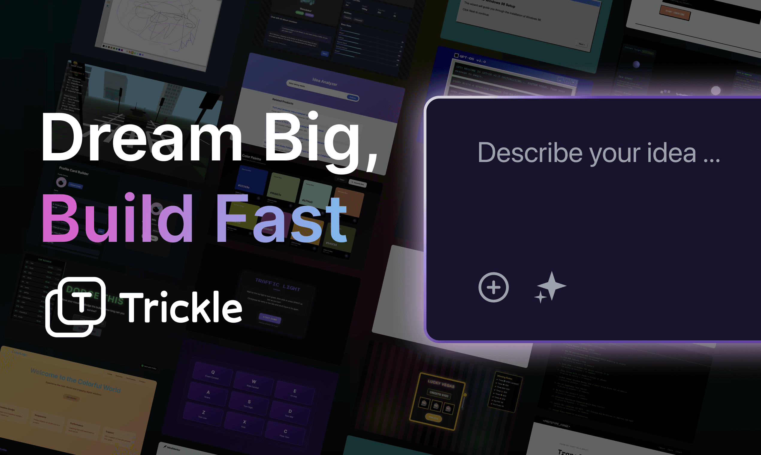 Trickle homepage screenshot