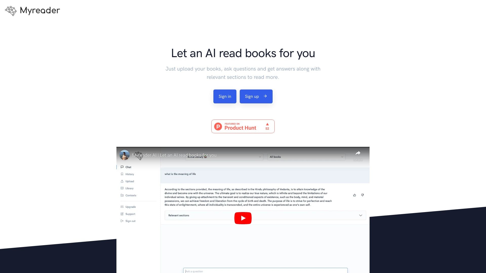 Myreader AI - AI tool to read and query books and documents, providing ...