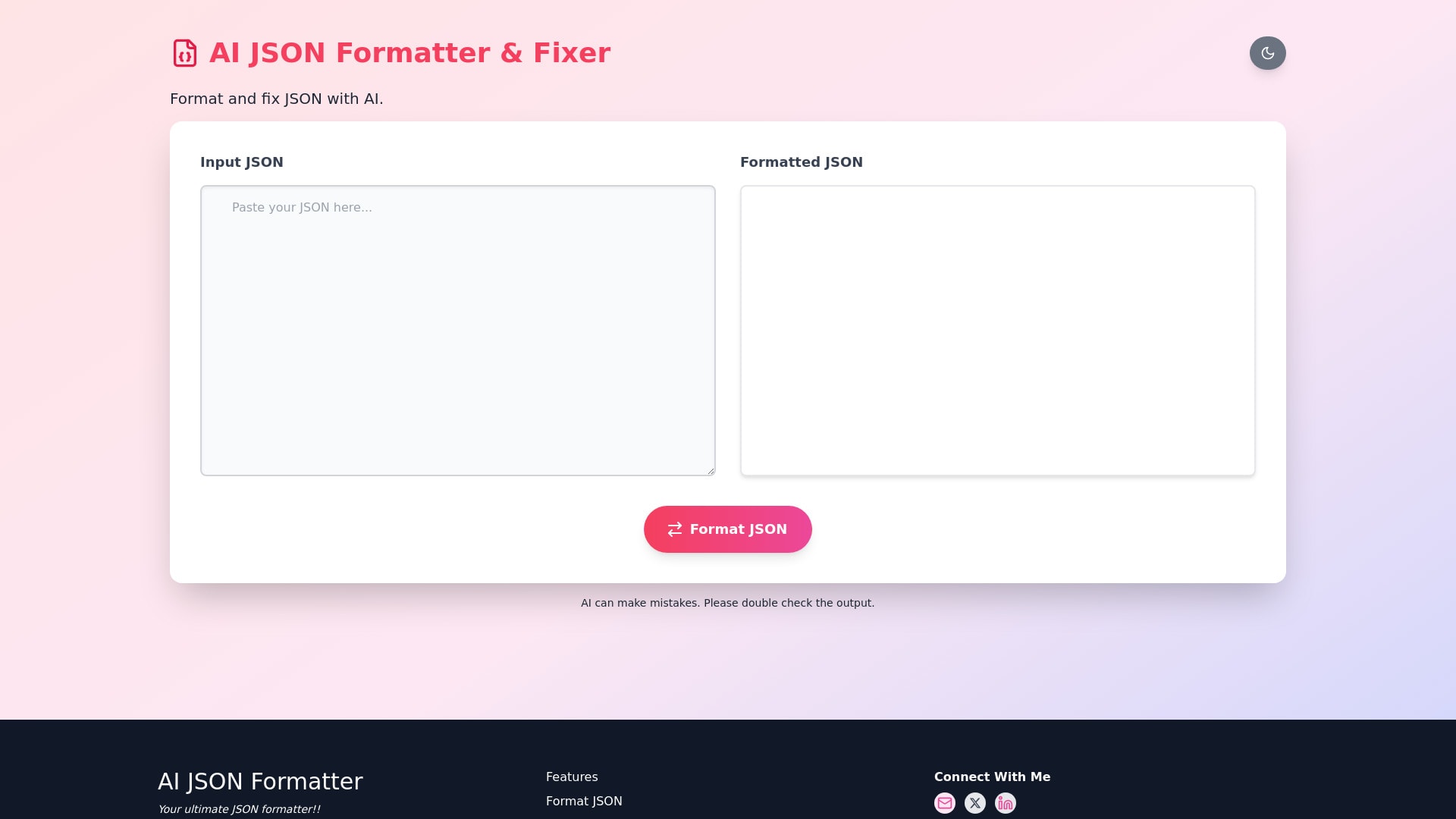 AI JSON Formatter - Online tool to format, validate, and beautify JSON ...